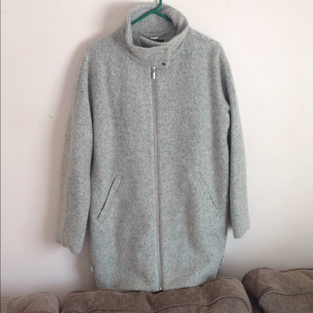 Bernardo front zip green coat
